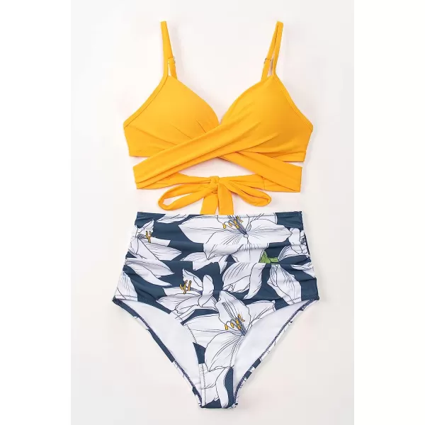 imageCUPSHE Womens Two Piece High Waisted Bikini SetYellow