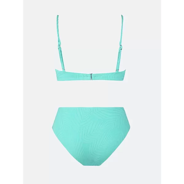 imageCUPSHE Womens Two Piece Scoop Neck Ribbed Bikini SetLight Green