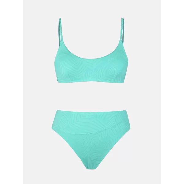 imageCUPSHE Womens Two Piece Scoop Neck Ribbed Bikini SetLight Green