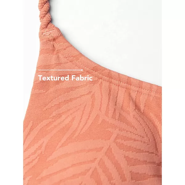 imageCUPSHE Womens Two Piece Scoop Neck Ribbed Bikini SetLight Orange
