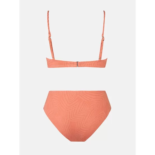imageCUPSHE Womens Two Piece Scoop Neck Ribbed Bikini SetLight Orange