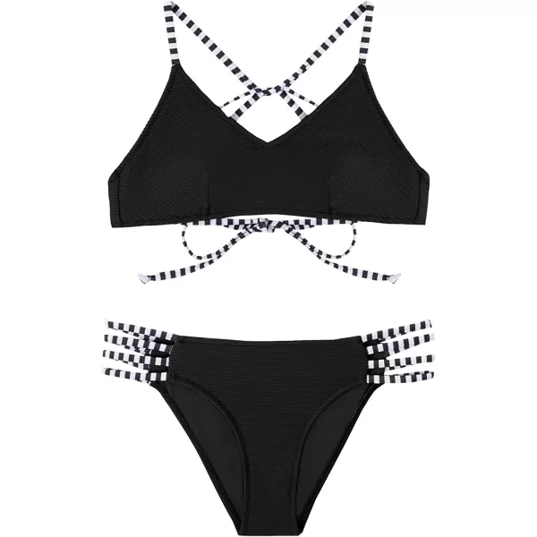imageCUPSHE Womens Two Piece Strappy Low Waist Bikini SetBlack