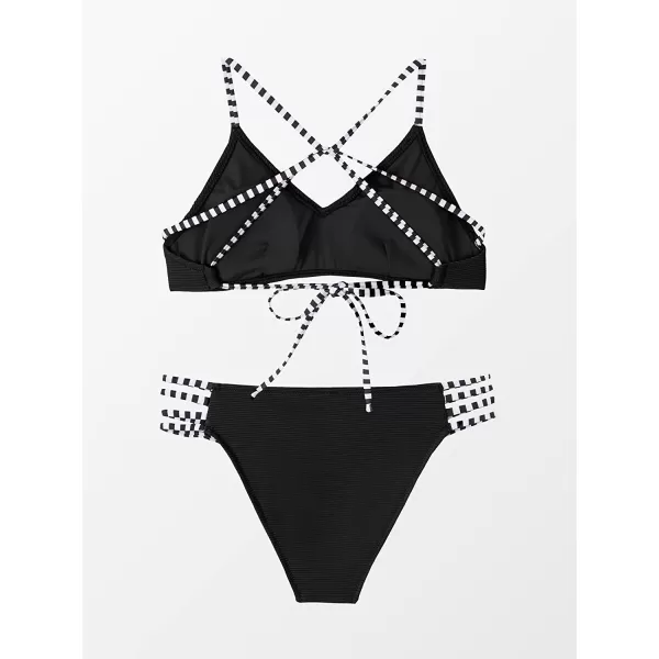 imageCUPSHE Womens Two Piece Strappy Low Waist Bikini SetBlack