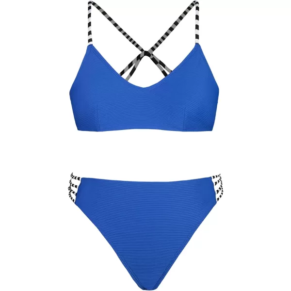 imageCUPSHE Womens Two Piece Strappy Low Waist Bikini SetCobalt Blue
