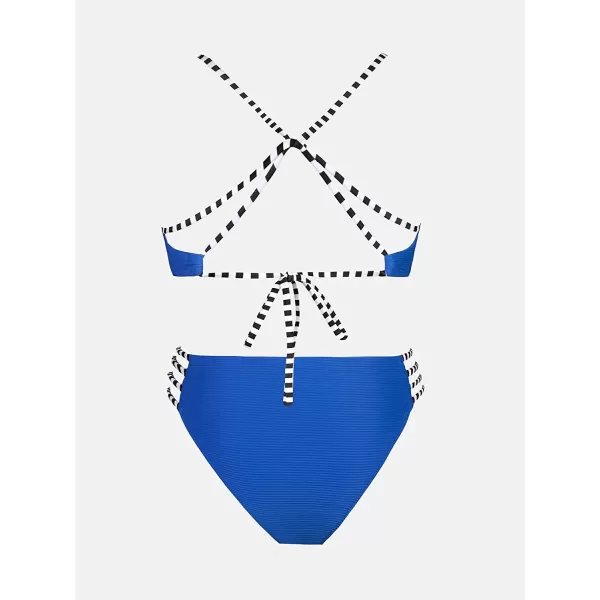 imageCUPSHE Womens Two Piece Strappy Low Waist Bikini SetCobalt Blue