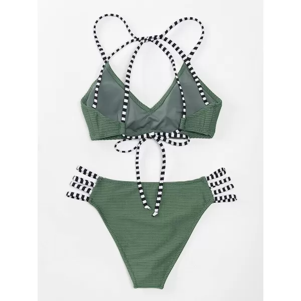 imageCUPSHE Womens Two Piece Strappy Low Waist Bikini SetGreen