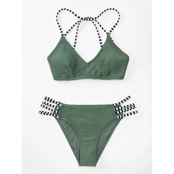 imageCUPSHE Womens Two Piece Strappy Low Waist Bikini SetGreen