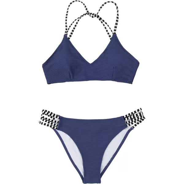 imageCUPSHE Womens Two Piece Strappy Low Waist Bikini SetNavy Blue