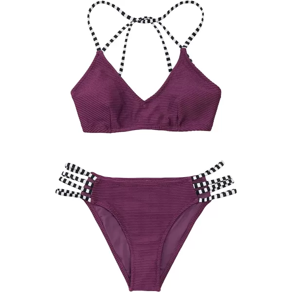 imageCUPSHE Womens Two Piece Strappy Low Waist Bikini SetPurple