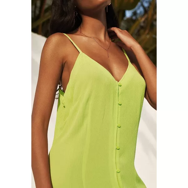 imageCUPSHE Womens V Neck Button Front Sleeveless Midi DressLight Green