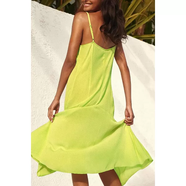 imageCUPSHE Womens V Neck Button Front Sleeveless Midi DressLight Green