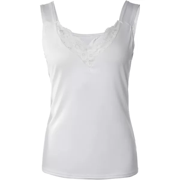 imageCUPSHE Womens V Neck Camis Tank Top Solid Color Lace Sleeveless Vest BlouseWhite