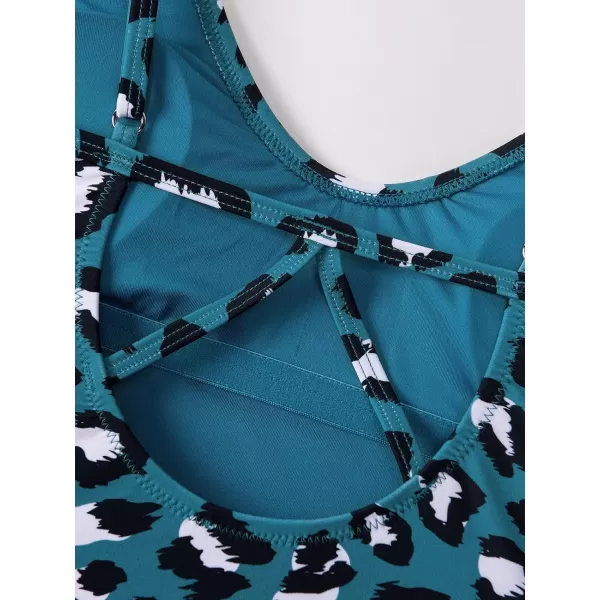 imageCUPSHE Womens V Neck Leopard Print One Piece SwimsuitBlue