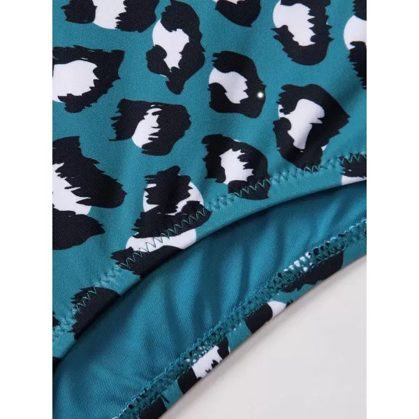 imageCUPSHE Womens V Neck Leopard Print One Piece SwimsuitBlue