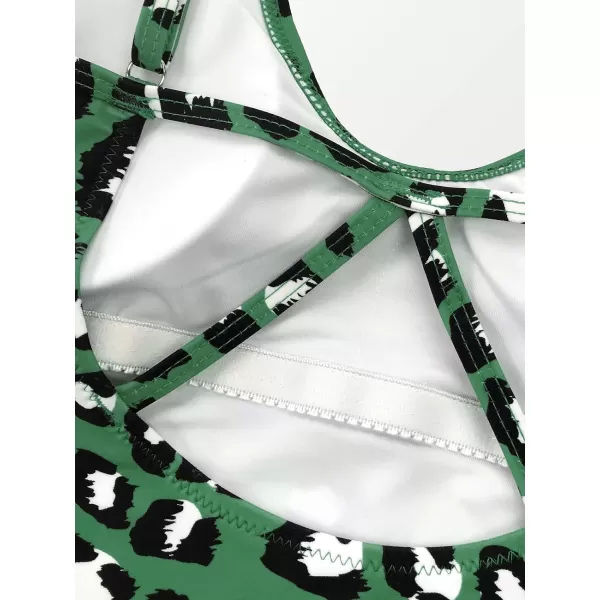imageCUPSHE Womens V Neck Leopard Print One Piece SwimsuitGreen