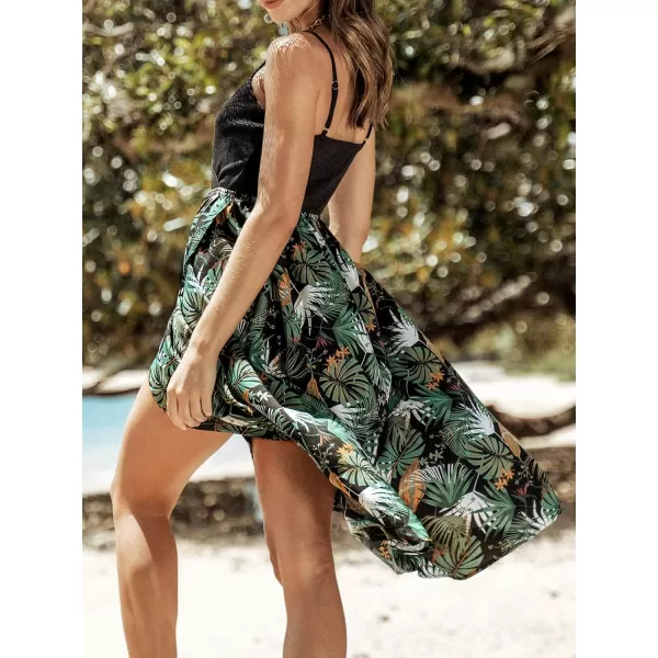 imageCUPSHE Womens V Neck Mid Length Slip Tropical DressBlack