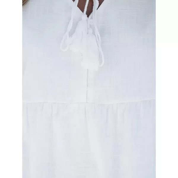 imageCUPSHE Womens V Neck Mini Dress Tassel Tie Pom Pom Short Sleeve Summer Dress A Line DressWhite