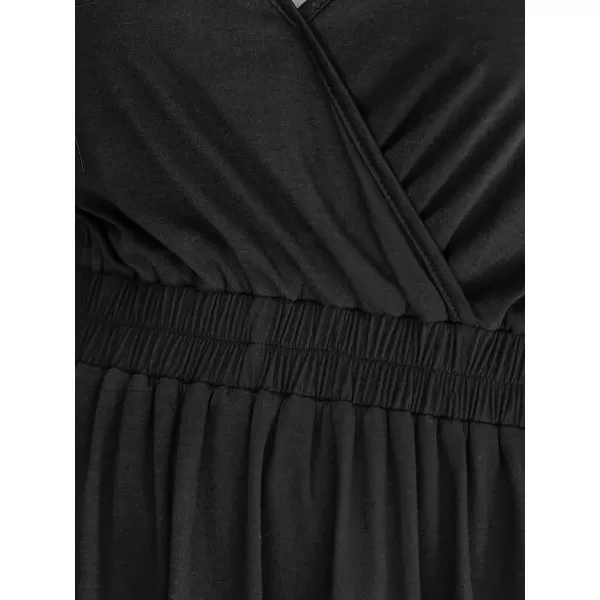 imageCUPSHE Womens V Neck Pleated Sleeveless Mini Dress A Line Black Dress Short Cami DressBlack