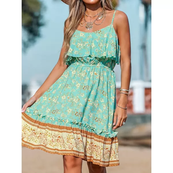 imageCUPSHE Womens V Neck Sleeveless Mini Dress Paisley Print Spaghetti Strap A Line DressGreen