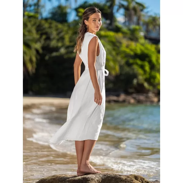 imageCUPSHE Womens V Neck Sleeveless Plunge Maxi Dress Loose Summer Dress Long DressWhite
