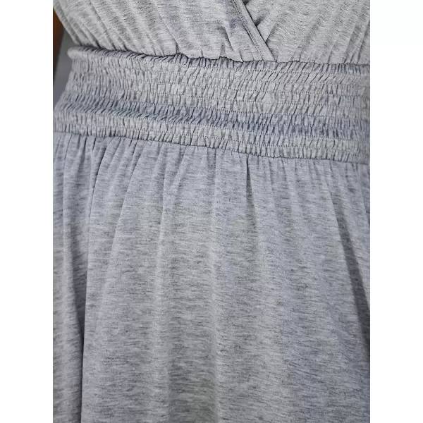 imageCUPSHE Womens V Neck Smocked Ruched Mini Dress Surplice A Line DressGrey