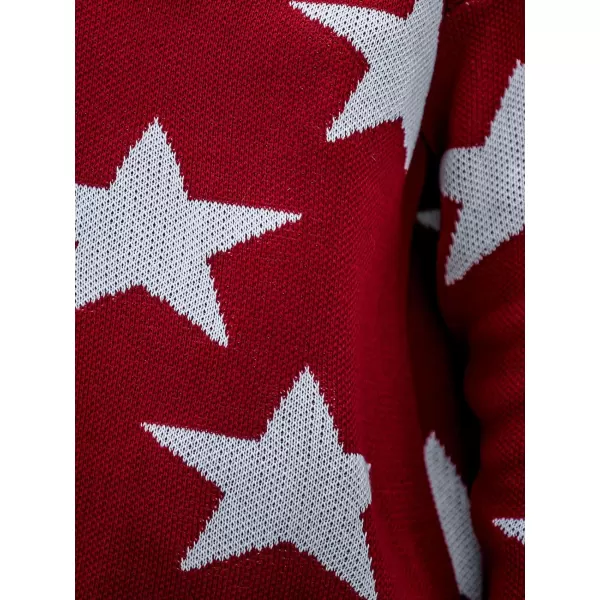 imageCUPSHE Womens V Neck Star Print Sweater Dropped Long Sleeve Pullover Christmas Sweater TopBurgundy