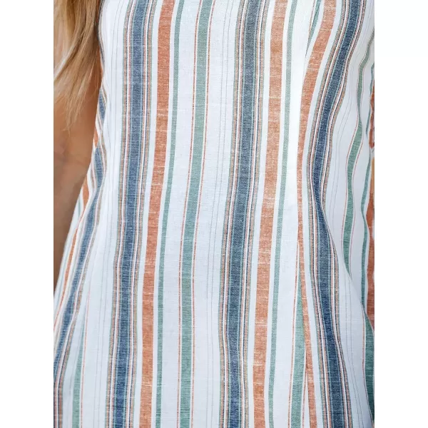 imageCUPSHE Womens V Neck Striped Maxi Dress Casual A Line Side Slit Summer Long DressBlue Striped