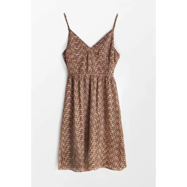 imageCUPSHE Womens V Neck Wave Pattern Bowknot Back Sleeveless Knee Length Spaghetti DressMulticoloured