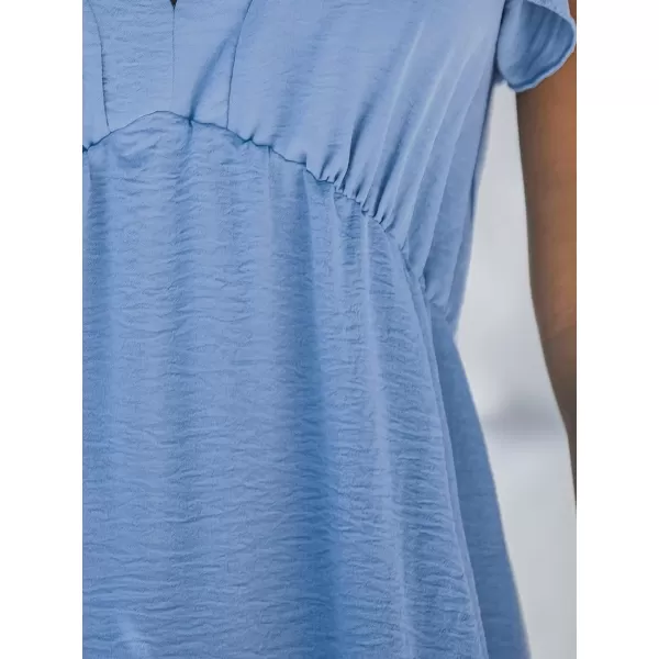 imageCUPSHE Womens VNeck Flare Sleeve Maxi Dress Short Sleeves Dresses Casual SummerBlue