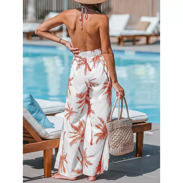 imageCUPSHE Womens VNeck Jumpsuit Sleeveless Jumpsuits Backless Wide leg OutfitWhite