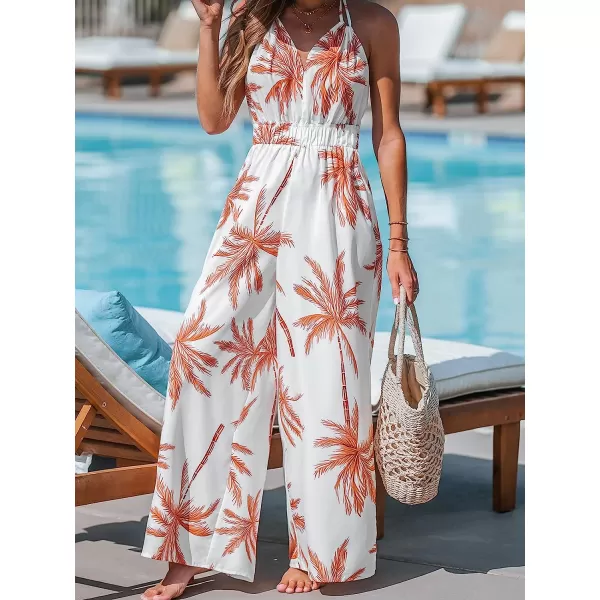 imageCUPSHE Womens VNeck Jumpsuit Sleeveless Jumpsuits Backless Wide leg OutfitWhite