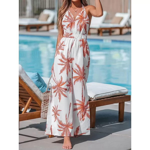 imageCUPSHE Womens VNeck Jumpsuit Sleeveless Jumpsuits Backless Wide leg OutfitWhite