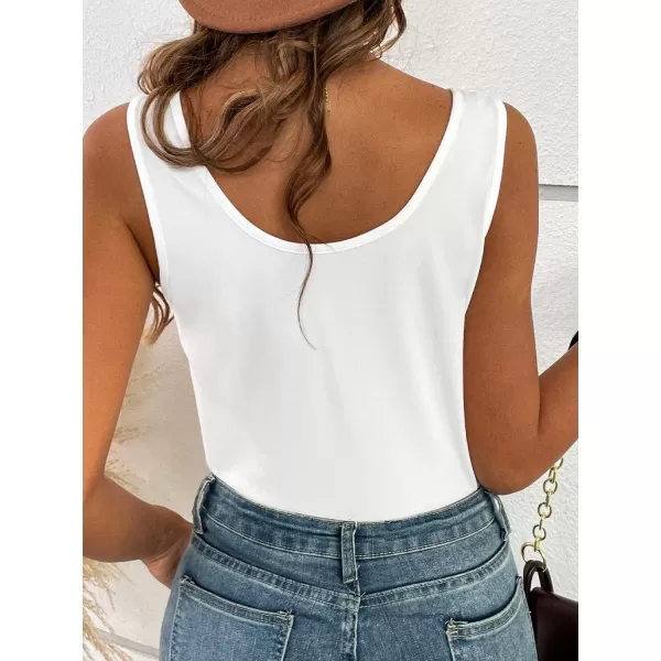 imageCUPSHE Womens VNeck Lace Trims Ruching Top Slim Fit White Cami Tops Backless Tank BlouseWhite