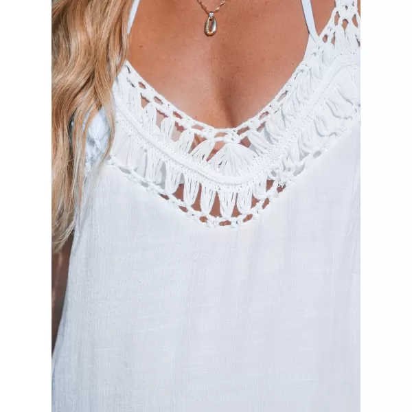 imageCUPSHE Womens Vacation Cover Ups Crochet Bathing Suit Coverups Sleeveless Midi Dress Beach Wear 2024White