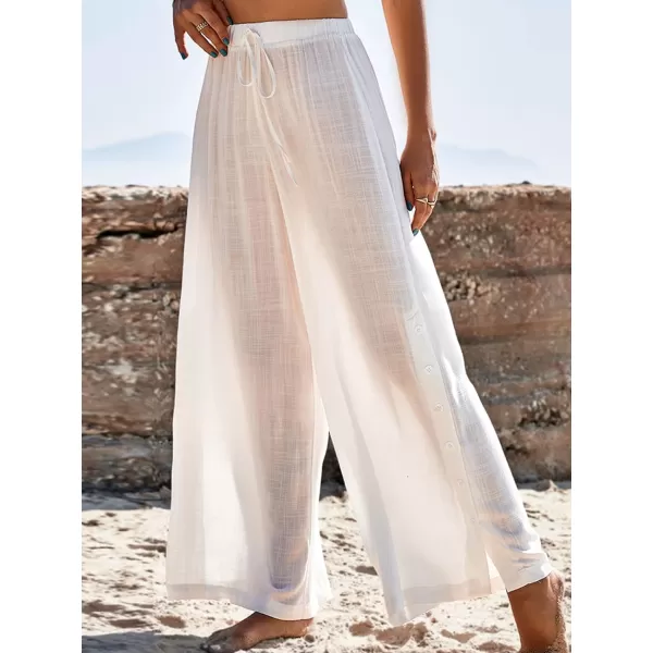 imageCUPSHE Womens White Sarong Beach Cover Up Wide Leg Elastic Waist SheerWhite