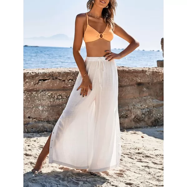 imageCUPSHE Womens White Sarong Beach Cover Up Wide Leg Elastic Waist SheerWhite