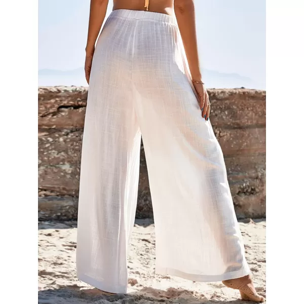 imageCUPSHE Womens White Sarong Beach Cover Up Wide Leg Elastic Waist SheerWhite