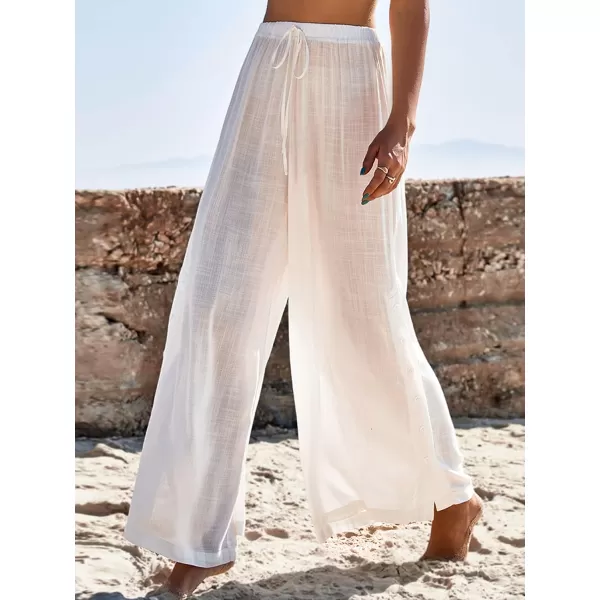 imageCUPSHE Womens White Sarong Beach Cover Up Wide Leg Elastic Waist SheerWhite