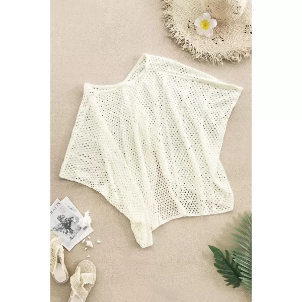 imageCUPSHE Womens White V Neck Mesh Drawstring Front Short Sleeve Cover UpWhite