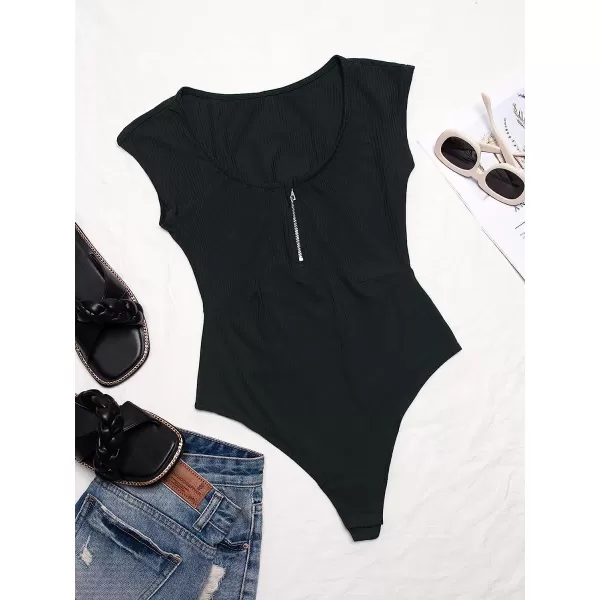 imageCUPSHE Womens Zip Up Ribbed Front Cheeky Coverage Mid Cut BodysuitCUPSHE Womens Zip Up Ribbed Front Cheeky Coverage Mid Cut Bodysuit