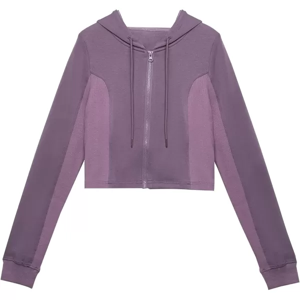 imageCUPSHE Womens Zipper Front Hoodies Drawstring Hooded Sweatshirt Casual Long Sleeve CoatPurple