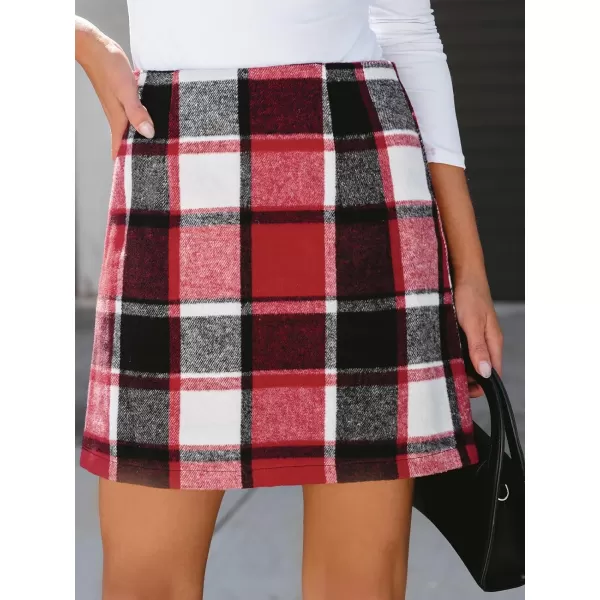 imageCUPSHE X Macy Women Skirts Plaid High Waist Mini Skirt High Waist Short SkirtsRed