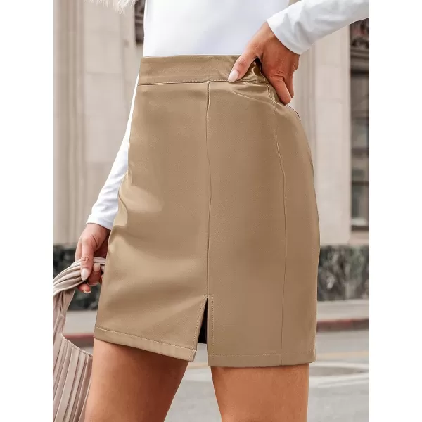 imageCUPSHE X Macy Women Skirts Storm Faux Leather Mini Skirt Short SkirtsBeige