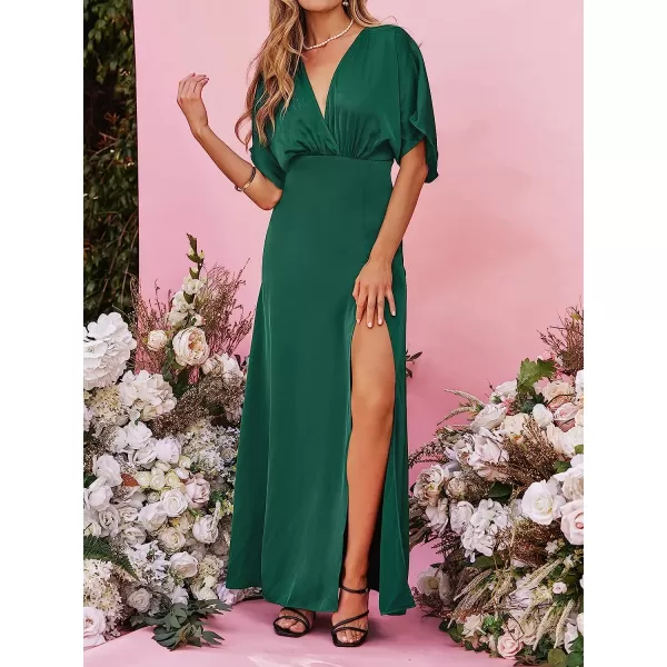 imageCUPSHE X Madison Devotion HighSlit Satin Dress Short Sleeves Maxi Dresses Casual SummerGreen