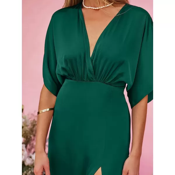 imageCUPSHE X Madison Devotion HighSlit Satin Dress Short Sleeves Maxi Dresses Casual SummerGreen