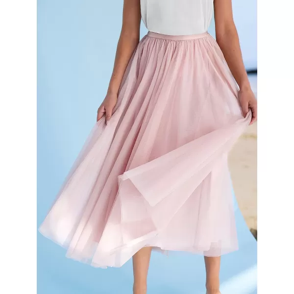 imageCUPSHE X Madison Devotion Mesh ALine Maxi Skirt Mesh Overlay Skirts for Women Summer Ruching Long SkirtPink