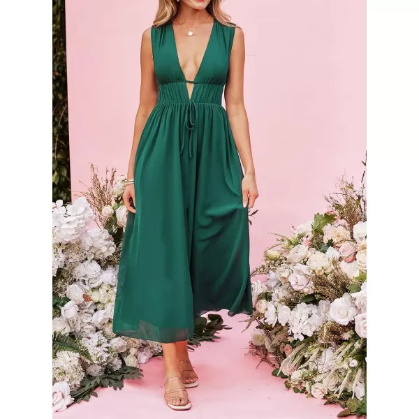 imageCUPSHE X Madison Honeymoon Satin Tie Front Dress Sleeveless Maxi Dresses Casual SummerGreen