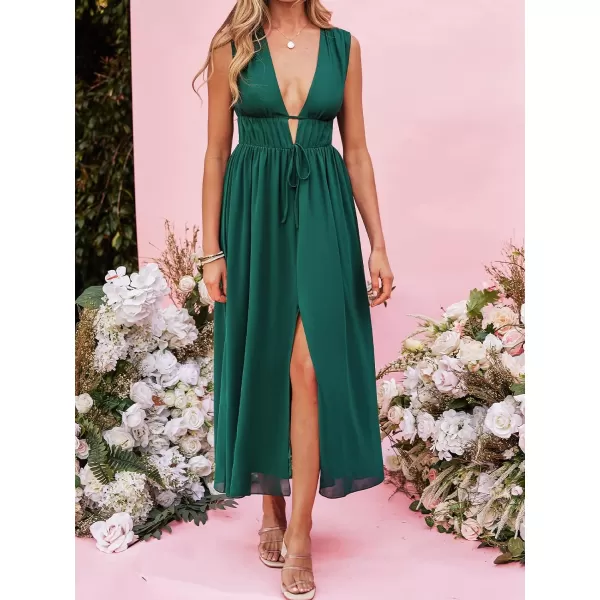 imageCUPSHE X Madison Honeymoon Satin Tie Front Dress Sleeveless Maxi Dresses Casual SummerGreen