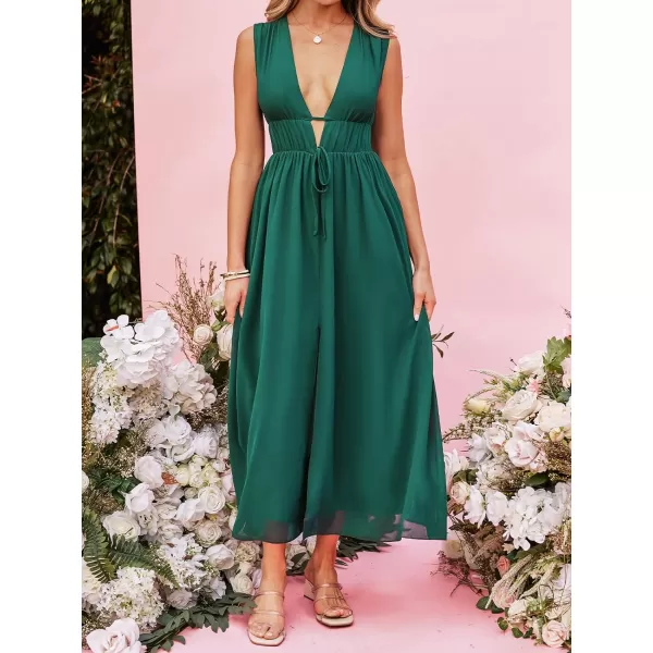imageCUPSHE X Madison Honeymoon Satin Tie Front Dress Sleeveless Maxi Dresses Casual SummerGreen