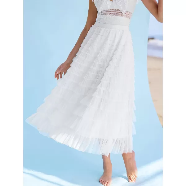 imageCUPSHE X Madison Honeymoon Tiered Maxi Skirt Aline Silhouette Skirts for Women Summer Ruffles Long SkirtWhite